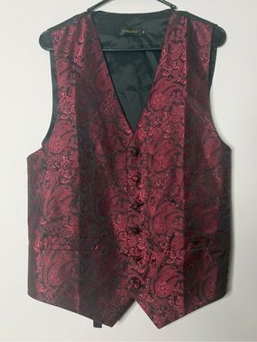 Diba Burgundy Paisley V-Neck Dress Vest